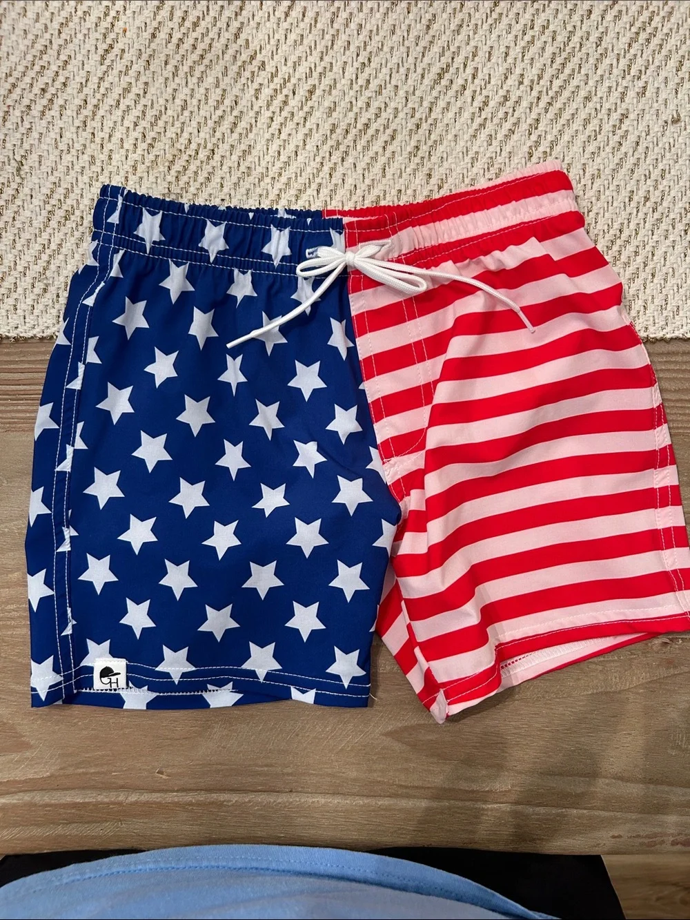 George Boys Red, White & Blue Star-Stripe Swim Trunks